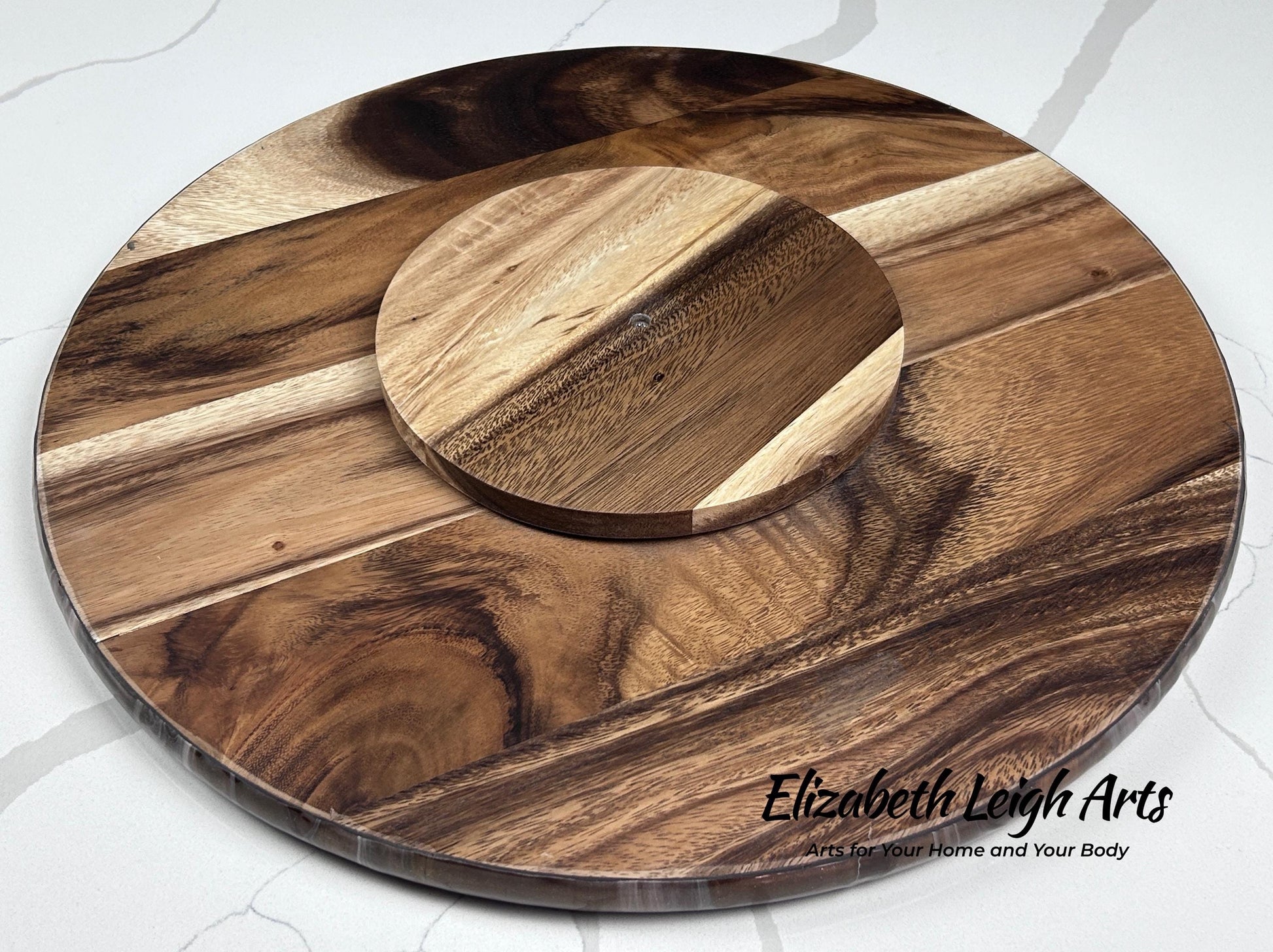 Brown Bronze Handpainted Lazy Susan 18" Resin Art