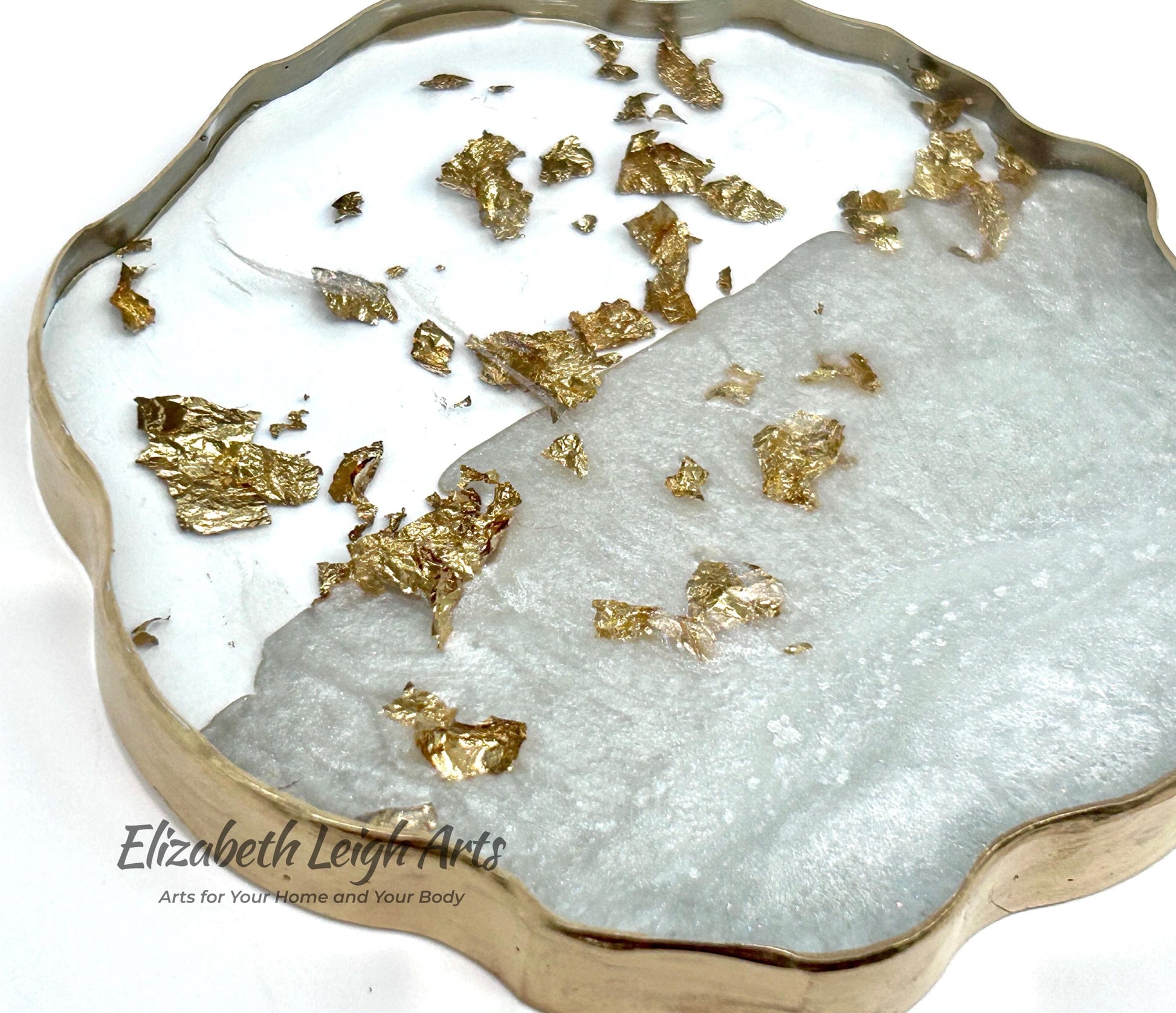 Gold Flake Resin Coasters Set of Two White, Black, Purple, Blush or Custom