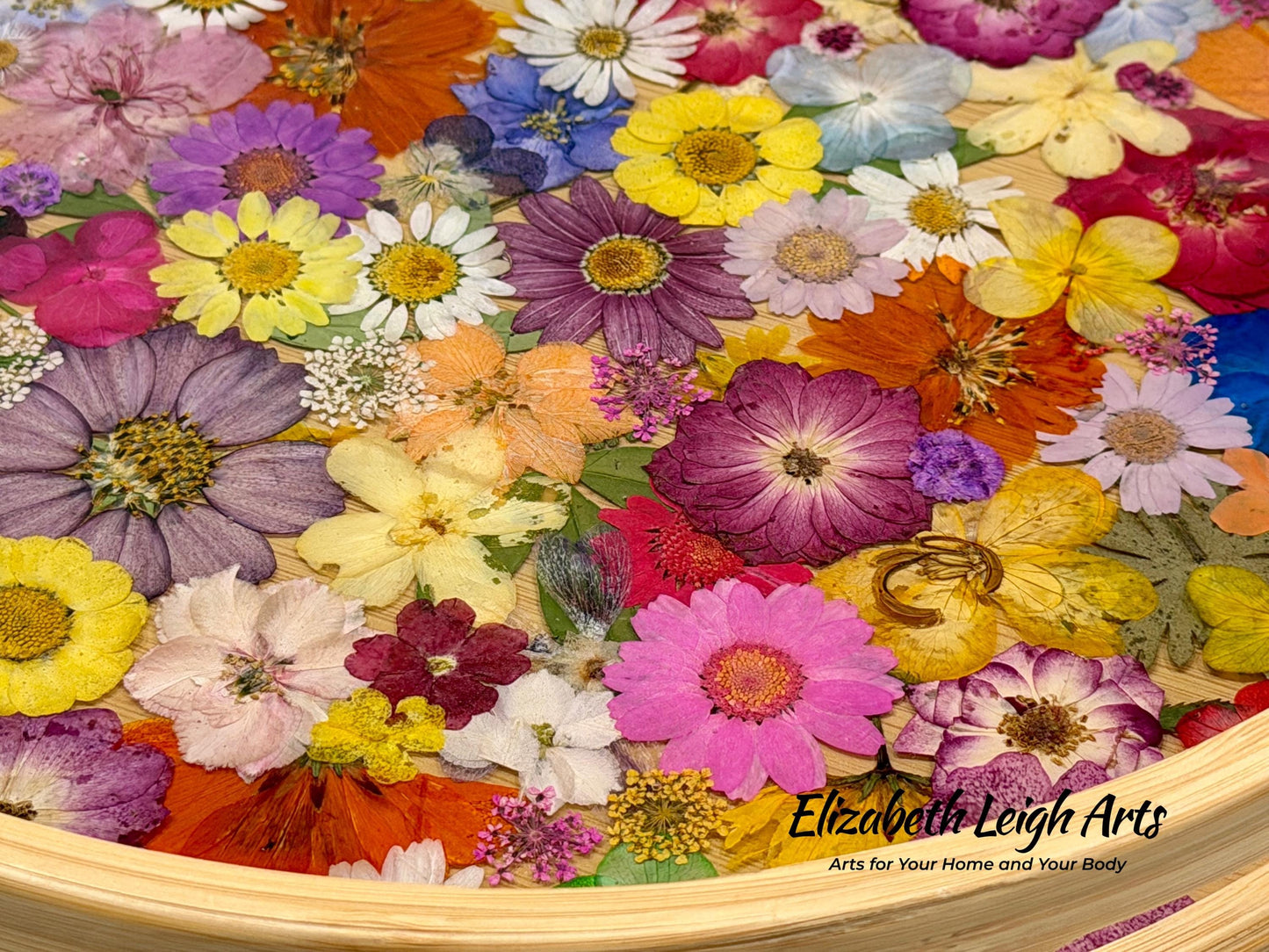 Floral Resin Serving Tray with Pressed Flowers 12" or 14"