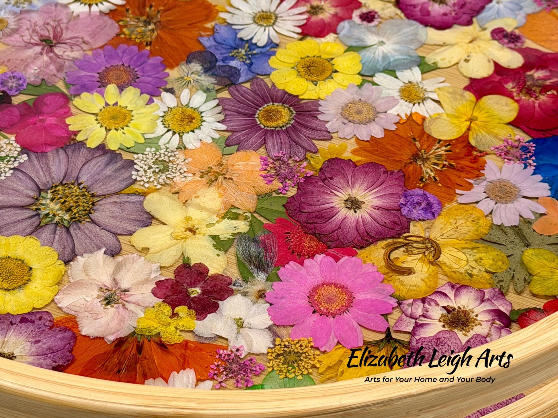 Floral Resin Serving Tray with Pressed Flowers 12" or 14"