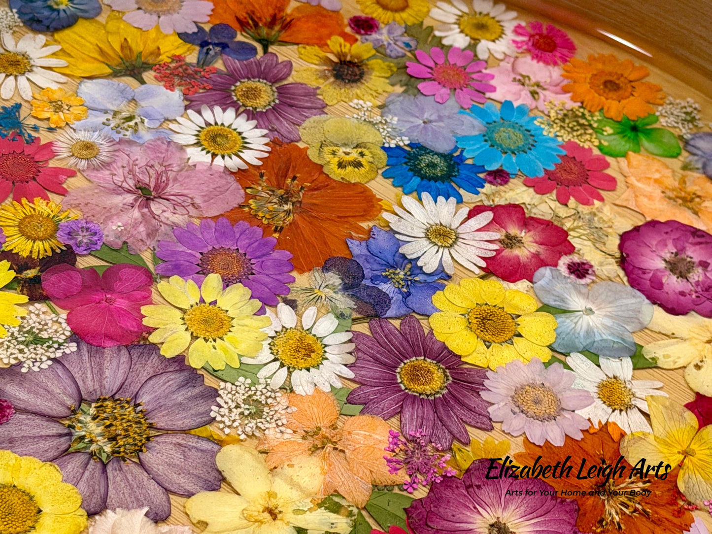 Floral Resin Serving Tray with Pressed Flowers 12" or 14"
