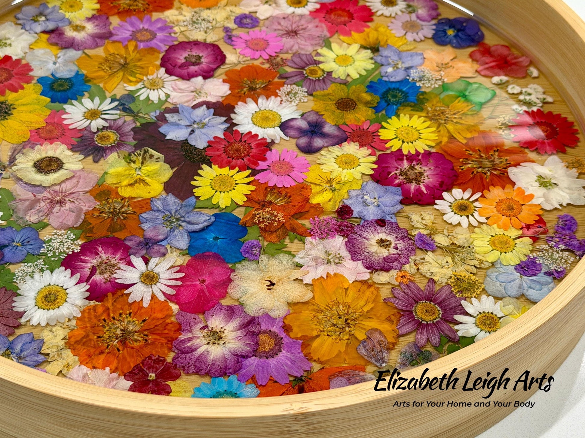 Floral Resin Serving Tray with Pressed Flowers 12" or 14"