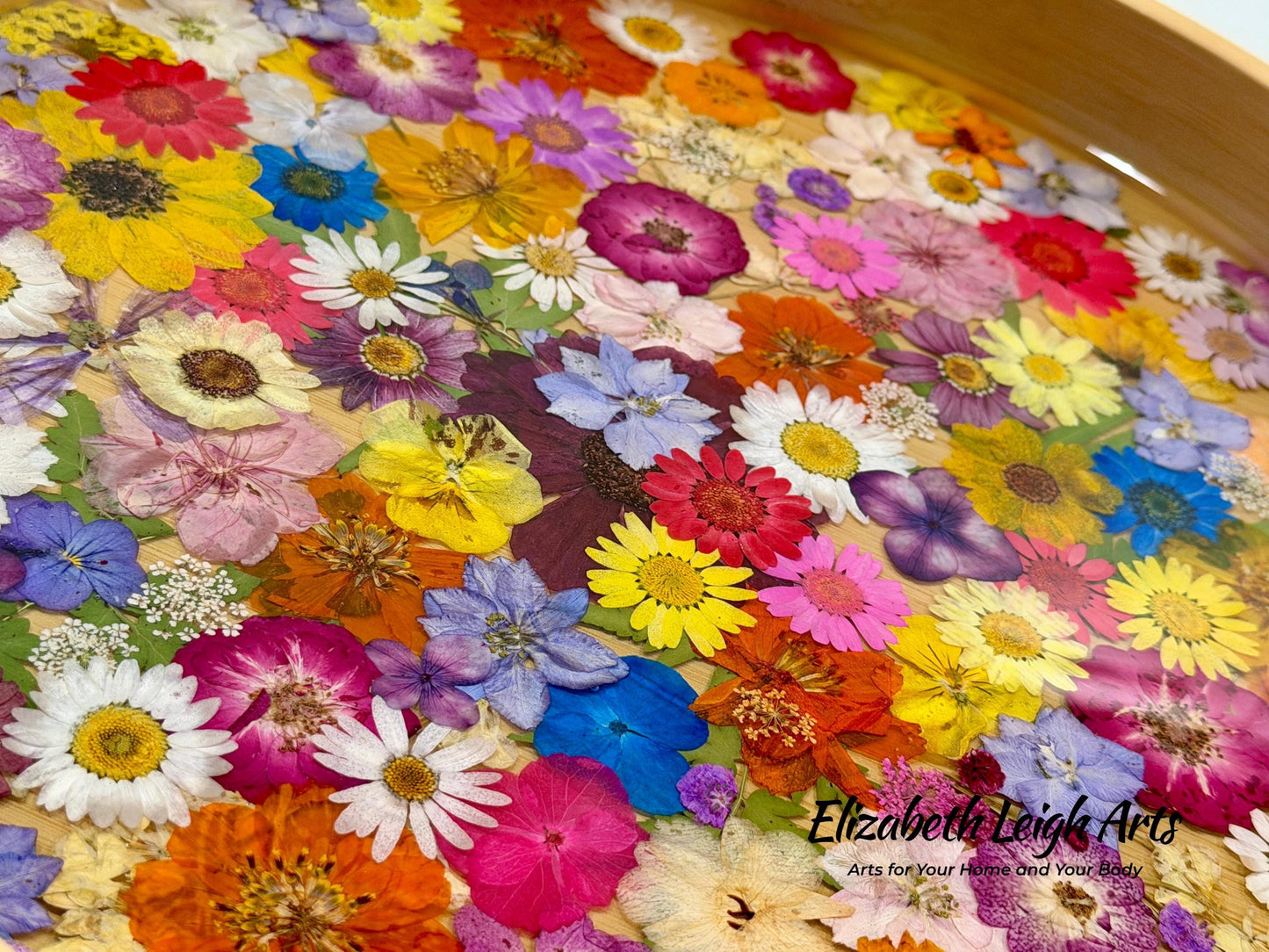 Floral Resin Serving Tray with Pressed Flowers 12" or 14"