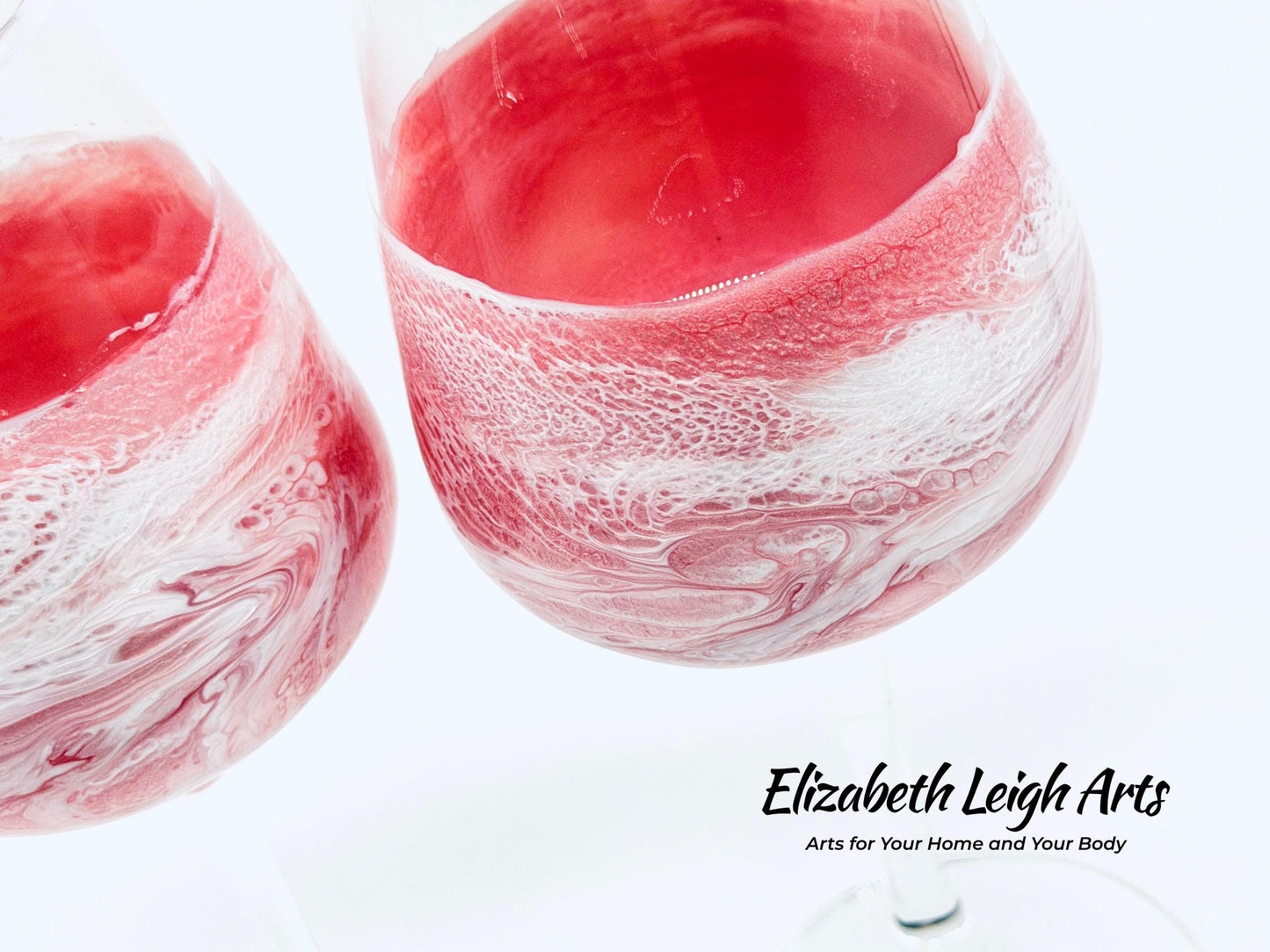 Blush Pink Wave Stemmed Wine Glasses, Beach Decor, Set of Two