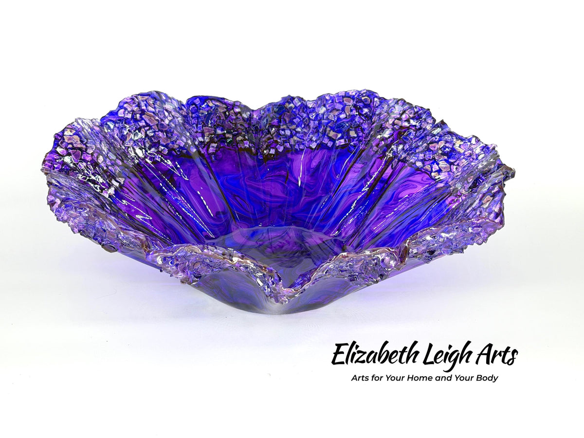 Dark Purple and Amethyst Freeform Wavy Decorative Bowl
