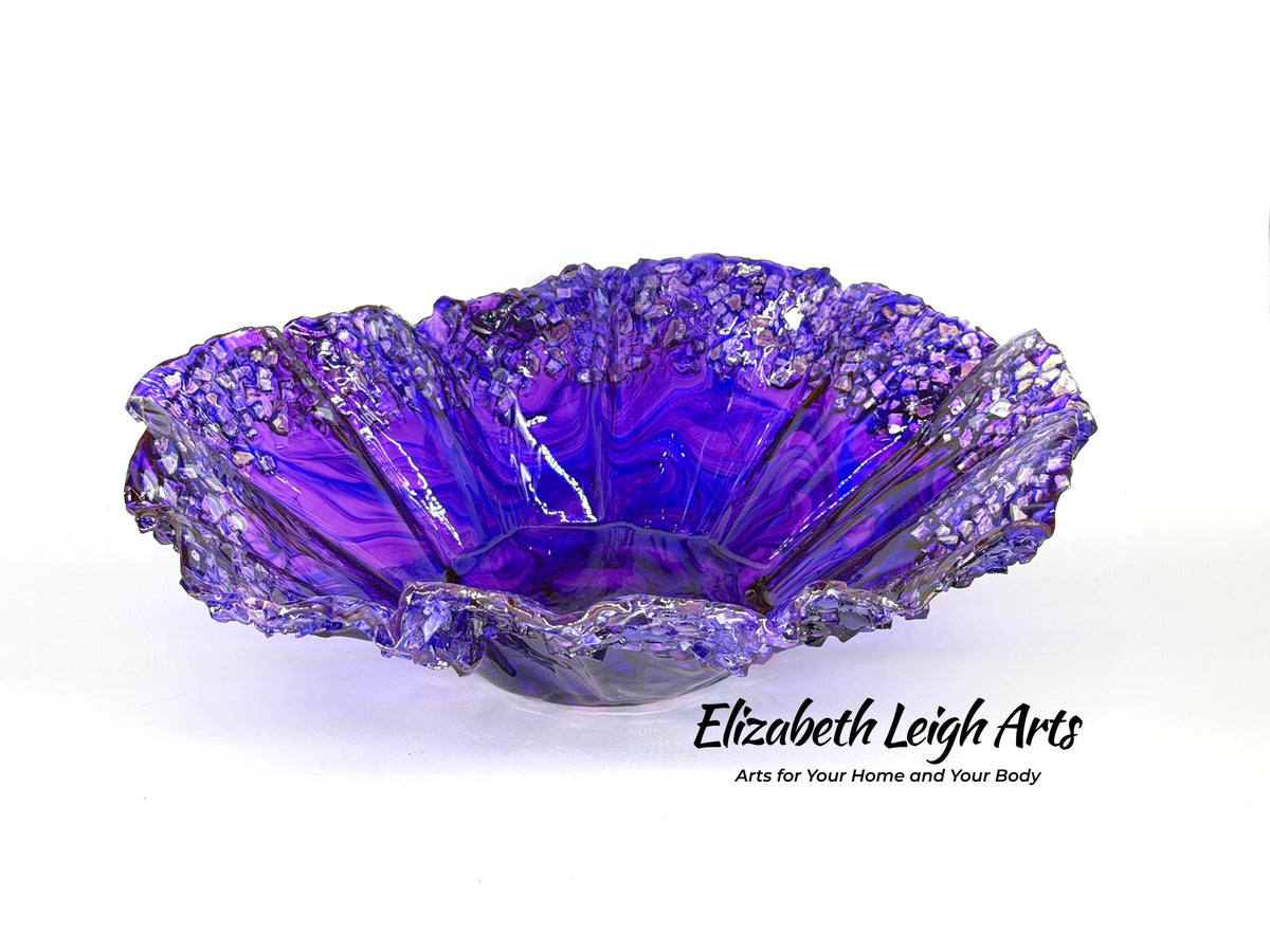 Dark Purple and Amethyst Freeform Wavy Decorative Bowl