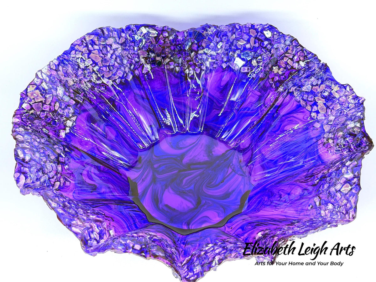 Dark Purple and Amethyst Freeform Wavy Decorative Bowl