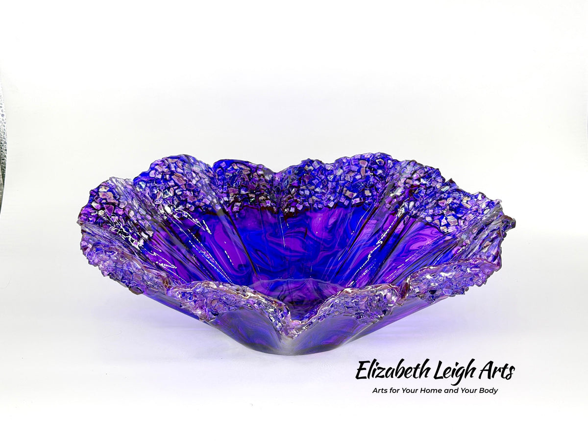 Dark Purple and Amethyst Freeform Wavy Decorative Bowl