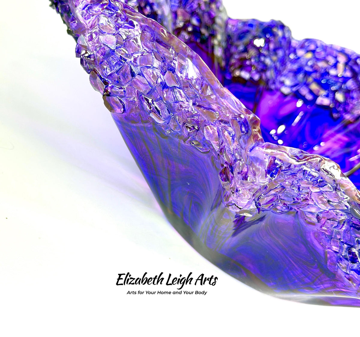 Dark Purple and Amethyst Freeform Wavy Decorative Bowl